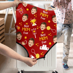 Personalized Best Mom Dad Ever Character Portrait Photo 18-32 Inches Luggage Cover with Nickname Mother's Day Father's Day Birthday Gift for Mom Dad