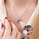 Personalized Dainty Micro-carved Eternal Love Flower Photo Projection Necklace Woman Jewelry Birthday Anniversary Gift for Women