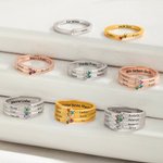 Personalisierter 1-8 Geburtssteine Ring mit Eingravierten Namen Zierlicher Schmuck Geburtstag Muttertag Geschenk für Mama Oma