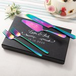 Personalized 4Pcs Engraved Name Date Wedding Cake Cutting Set with Knife Forks Cake Spatula Anniversary Bridal Party Wedding Gift for Couple Newlywed