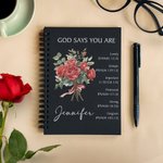 Personalisierte Geburt Blumenstrauß Bibel Vers A5 120 Seiten Spiral Notebook mit Namen religiöse Taufe Muttertag Geburtstag Geschenk für christliche Frauen