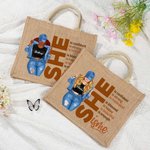 Personalized Fashion Cartoon Hip Hop Girl She is Confident Large Jute Tote Bag with Name Birthday Encouragement Affirmation Gift for Women