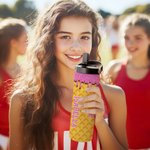 Personalisierte Hitting The Ball Melting Ice Cream 20 oz Sport Wasserflasche mit Namen und Griff Geburtstag Geschenk für Baseball Softball-Liebhaber