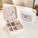 Personalized Colorful Flower Title Multi-compartment Leather Jewelry Box with 1-12 Names Birthday Mother's Day Gift for Mom Grandma