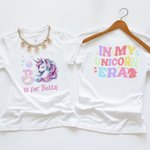 Personalisierte In meiner Fantasie Einhorn Ära Kind T-Shirt Sweatshirt Hoodie mit Initialen und Namen Geburtstag zurück zu Schule Geschenk für Mädchen