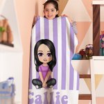 Couverture personnalisée à rayures en forme de personnage de dessin animé avec nom Cadeau d'anniversaire pour les garçons, les filles et la famille