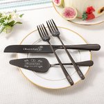Personalized 4Pcs Engraved Name Date Wedding Cake Cutting Set with Knife Forks Cake Spatula Anniversary Bridal Party Wedding Gift for Couple Newlywed