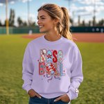 Personalized Multicolor Baseball Bow Coquette T-shirt Sweatshirt with Text Mother's Day Birthday Gift for Mom Baseball Lover
