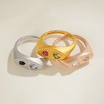 Personalized  Birthstones Signet Ring Dainty Jewelry Birthday Anniversary Mother's Day Gift for Women