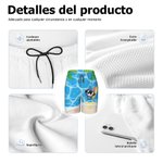 Pantalones cortos de playa personalizados con animales marinos estilo dibujo animado con cordón y nombre regalo de verano para niños