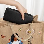 Personalisierte Cartoon Mode Mädchen Geburt Blume große Jute Tragetasche mit Namen Reisen wesentliche Geburtstag Geschenk für Frauen