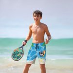 Gepersonaliseerde Surfen Cartoon Mariene Dieren Koordbroek voor het Strand met Naam Zomer Reis Essentie Verjaardagscadeau voor Jongens