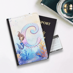 Personalized Fantasy Mermaid Princess Underwater World Leather Passport Holder with Name and Initial Travel Essential Birthday Gift for Mermaid Lovers