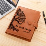 Personalized Family Tree of Life PU Leather A5 Notebook Cover with Name Text Stationery Storage Mother's Day Birthday Anniversary Gift for Family