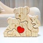 Casse-Tête Familial en Bois Personnalisé avec 2-5 Koalas et Noms Gravés Décoration de Bureau Cadeau Anniversaire pour Famille