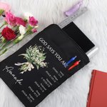 Personalized Birth Flower Bouquet Bible Verse Book Sleeve Protector with Zipper and Pocket Birthday Religious Gift for Reading Lovers Christian