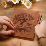 Personalisierte Baum des Lebens Name Jahr PU Leder A5 Notebook Cover mit Lagerung Tasche Muttertag Geburtstag Jahrestag Geschenk für Familie Buchliebhaber