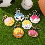 Personalized Ice Cream Baseball Soccer Softball Bag Tag Keychain with Embroidered Text Backpack Accessories Birthday Gift for Sport Lovers