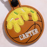 Personalized Ice Cream Baseball Soccer Softball Bag Tag Keychain with Embroidered Text Backpack Accessories Birthday Gift for Sport Lovers