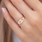 Personalized  Birthstones Signet Ring Dainty Jewelry Birthday Anniversary Mother's Day Gift for Women