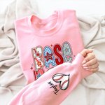 Personalized Multicolor Baseball Bow Coquette T-shirt Sweatshirt with Text Mother's Day Birthday Gift for Mom Baseball Lover