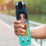 Personalized Cartoon Basketball Character Name Gradient Sports Water Bottle with Flip Top Lid and Strap Birthday Gift for Gym Fitness Basketball Lover