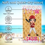Personalisierte Eiscreme Cartoon schnell trocken überdimensioniert Strand Handtuch mit Namen Sommer Essentials Strand Party Geburtstag Geschenk für Baseball Fußball-Liebhaber