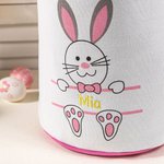 Personalized Cute Sequin Easter Bunny Basket with Embroidered Name and Handle Easter Gift for Kids