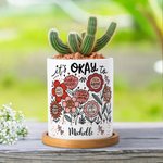 Gepersonaliseerde Bloem It Is Okay to Be Different Naam Keramische Plant Pot met Bamboe Base Verjaardag Positief Inspirerend Geschenk voor Familie Vriend