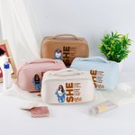 Personalisierte Mode Cartoon Hip Hop Mädchen Leder breite Öffnung Make-up-Tasche mit Namen Geburtstag Ermutigung Affirmation Geschenk für Frauen