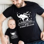 Henkilökohtainen Söpö Elefantti 100% puuvillaa pehmeä T-paita Baby Bodysuit nimi ja vuosi Meidän ensimmäinen isänpäivä lahja vauva isä