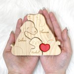Personalized Heart Hug Dog Family Wooden Puzzle with 2-5 Names Desk Decoration Birthday Anniversary Gift for Family