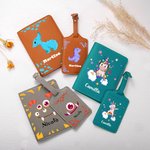 Portapassaporto e etichetta per bagagli in pelle PU personalizzati con nome e mostro unicorno fantasy dinosauro viaggio regalo per bambini