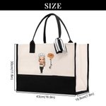 Personalisiertes Tote Bag Canvas-Tasche Cartoon Kochen Mama Geburtsblume mit Namen Muttertag Geburtstag Geschenk für Mama Oma Kochen Liebhaber