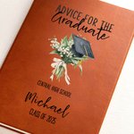 Personalisierte Geburt Blumenstrauß Graduation Cap A5 Notebook mit Schulnamen und Jahr Klasse von 2025 Studie Schreibwaren Graduierung Geschenk für Absolventen