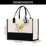 Borsa tote personalizzata con fiore di nascita farfalla e nome dimensione grande tela compleanno festa della mamma regalo per donne e ragazze