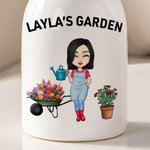 Personalized Bonsai Gardening Cartoon Character Ceramic Vase with Name Mother's Day Birthday Gift for Women Gardening Enthusiasts