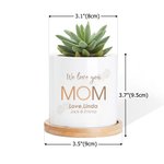 Vaso per piante grasse in ceramica con foro di drenaggio e base in bambù Regalo di compleanno per la festa della mamma, della nonna e della nonna.