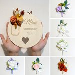 Personalised Artificial Flower Heart Wooden Ornament with Name and Text Home Decor Mother's Day Grandmother's Day Appreciation for Her