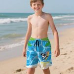 Gepersonaliseerde Surfen Cartoon Mariene Dieren Koordbroek voor het Strand met Naam Zomer Reis Essentie Verjaardagscadeau voor Jongens