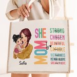 Sac en toile de jute réutilisable avec nom Cadeau de baptême de la fête des mères pour maman