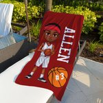 Personalized Basketball Cartoon Boy Oversized Quick Dry Microfiber Beach Towel with Name and Number Beach Pool Party Birthday Gift for Men