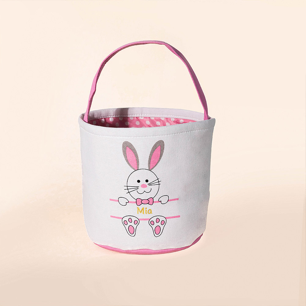 Panier Pâques de Lapins Prénom des Enfants de Broderie