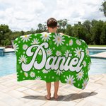 Personalized Daisy Artistic Name Quick Dry Oversized Microfiber Beach Towel Multicolor Holiday Travel Essential Birthday Gift for Family Friends