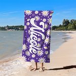 Personalized Daisy Artistic Name Quick Dry Oversized Microfiber Beach Towel Multicolor Holiday Travel Essential Birthday Gift for Family Friends