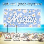 Personalized Daisy Artistic Name Quick Dry Oversized Microfiber Beach Towel Multicolor Holiday Travel Essential Birthday Gift for Family Friends
