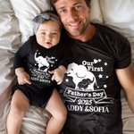 Henkilökohtainen Söpö Elefantti 100% puuvillaa pehmeä T-paita Baby Bodysuit nimi ja vuosi Meidän ensimmäinen isänpäivä lahja vauva isä