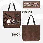 Personalized Retro Pattern Cartoon 1-6 Dogs Cats Paw Print Large Tote Bag with Name Birthday Gift for Pet Lover
