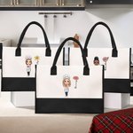 Personalisiertes Tote Bag Canvas-Tasche Cartoon Kochen Mama Geburtsblume mit Namen Muttertag Geburtstag Geschenk für Mama Oma Kochen Liebhaber