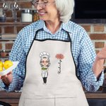 Gepersonaliseerd Geboortebloem Cartoon Kookkarakter Verstelbaar Schort met Naam en Zakken Verjaardag Moederdag Cadeau voor Mamma Oma Kookliefhebber